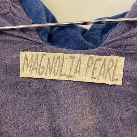 Magnolia Pearl Women’s Patch Cardigan Jacket Coat Blue Art Boho 3/4 Sleeve - Picture 12 of 12